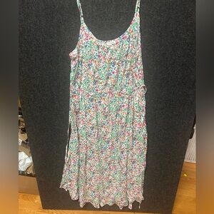 New! J. Crew Green & Pink Floral Ruffle Cotton Dress